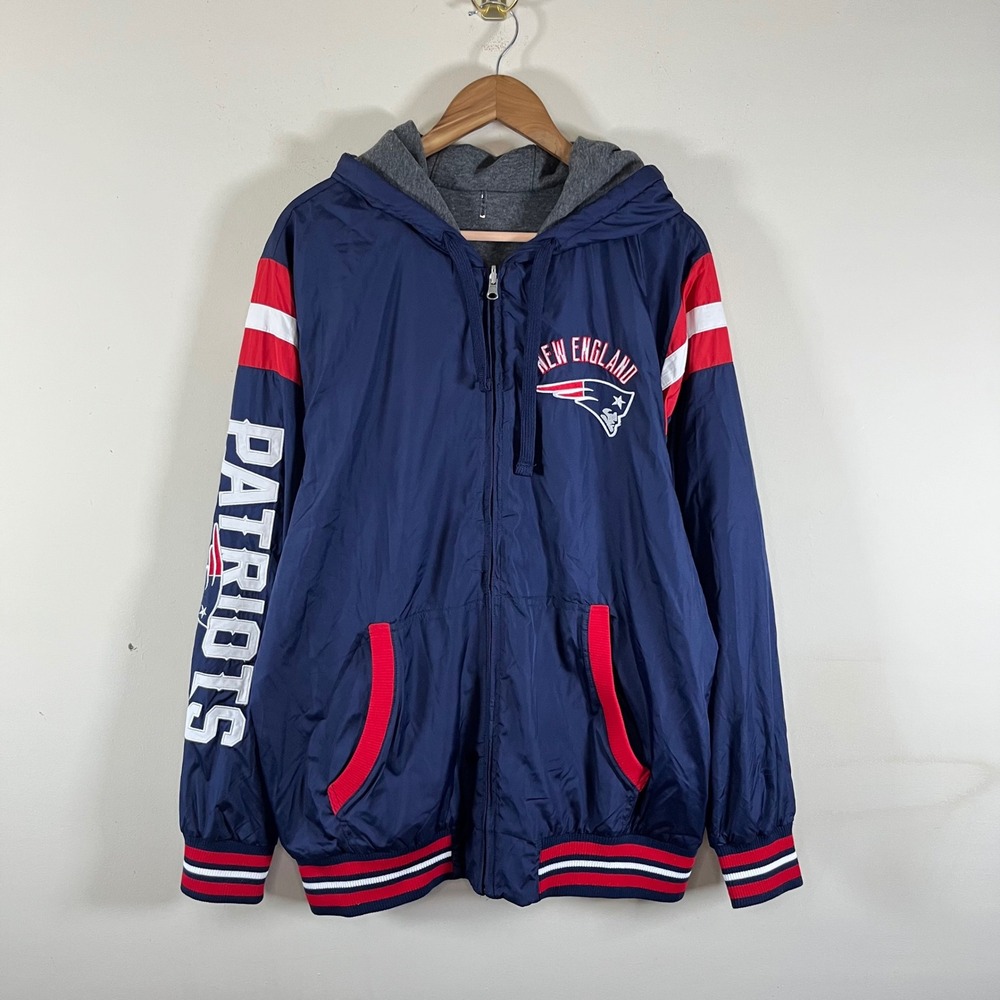 NFL New England Patriots Football Reversible Windbreaker Jacket Hoodie Full Zip